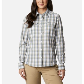 Columbia Silver Ridge Lite Plaid Long Sleeve, Camisa Blancos Para Mujer | 321576-PRW